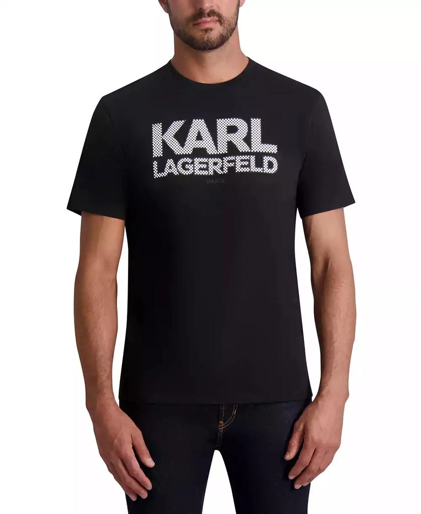 KARL LAGERFELD PARIS Men's Slim-Fit Checkered Logo Graphic T-Shirt 1