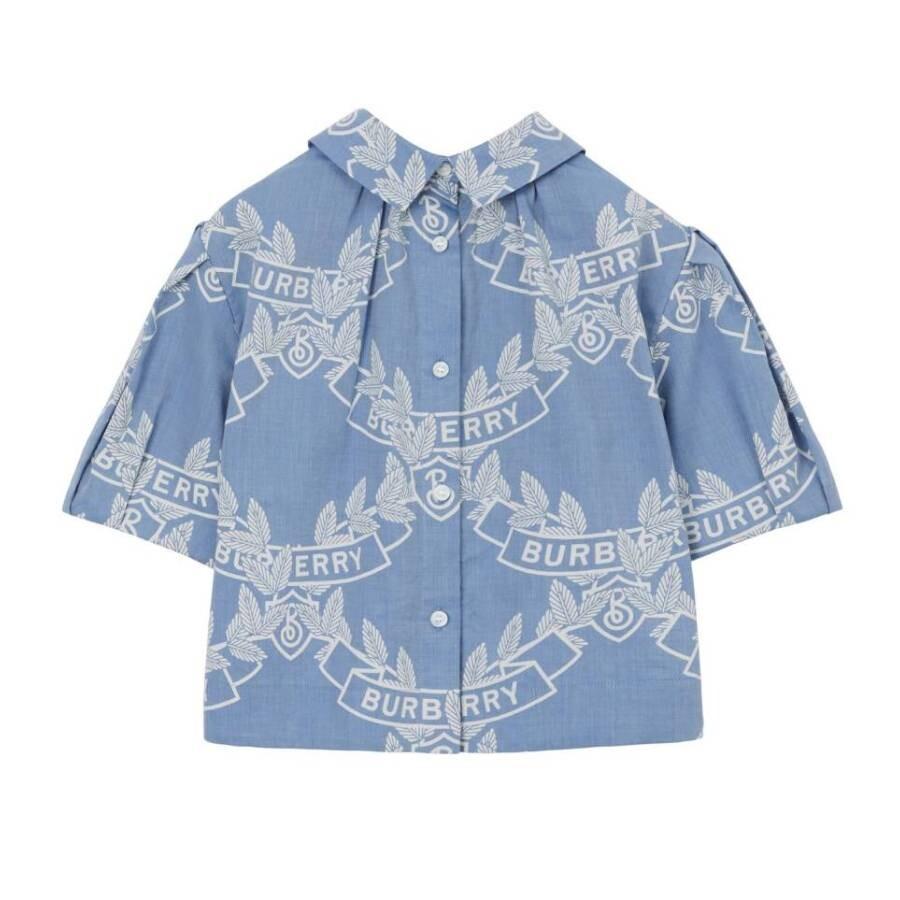 Shop Burberry Kids Oak Motif Print Chambray Shirt, Size 6Y on Sale Shop Burberry Kids Oak Motif Print Chambray Shirt, Size 6Y on Sale