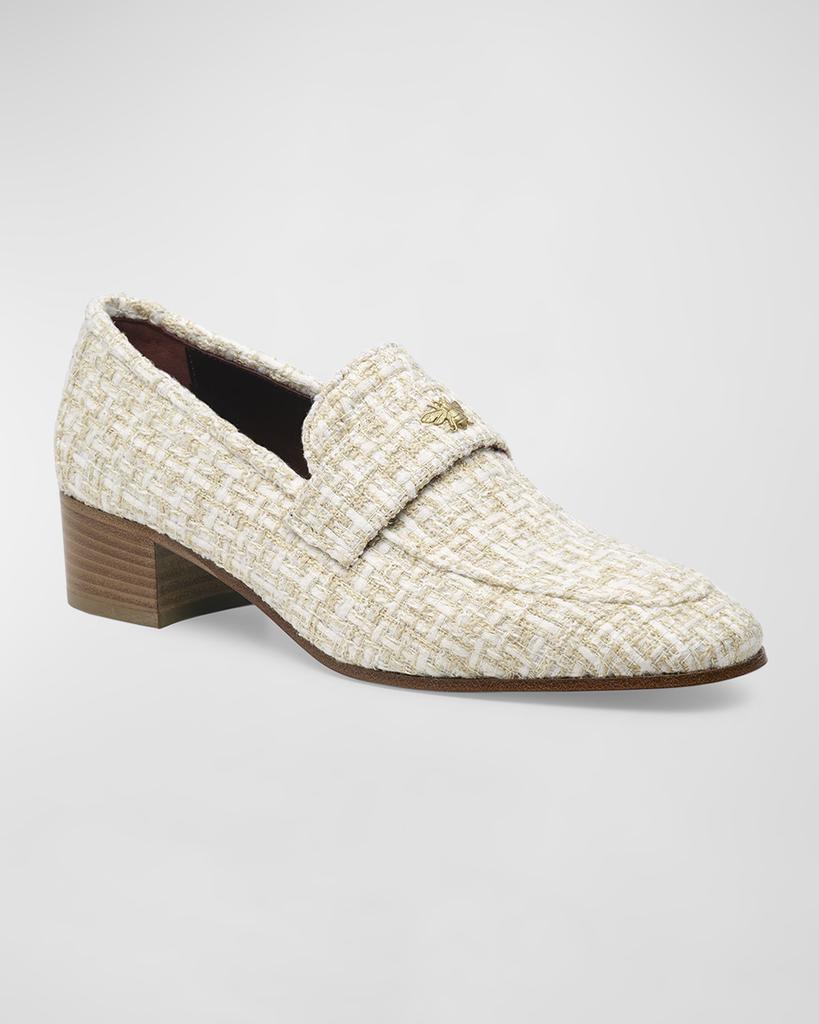 Bougeotte Tweed Slip-On Heeled Loafers