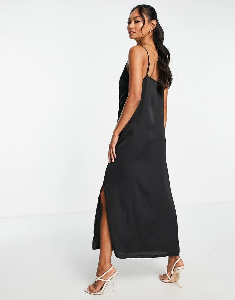 Vila Vila satin midi cami dress in black 2