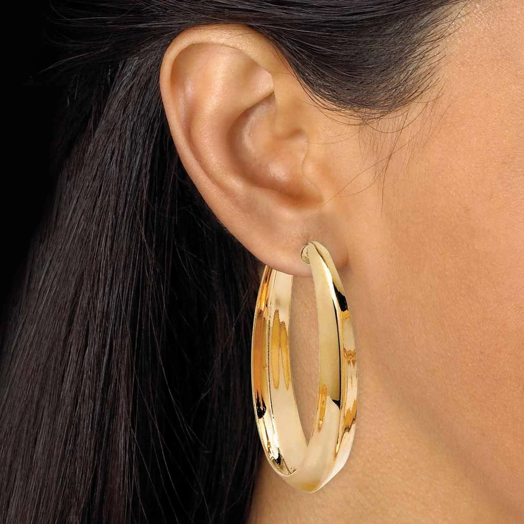 Palm Beach Jewelry 3 Pair Hoop Earrings Set in Yellow Gold Tone 3