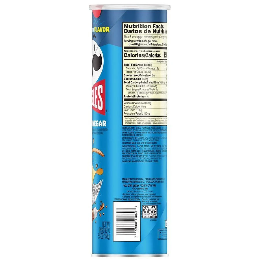 Pringles Potato Crisps Chips Salt and Vinegar 9