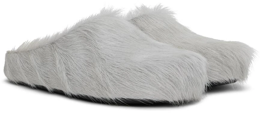 Marni Gray Long-Hair Calfskin Fussbett Sabot Loafers 4