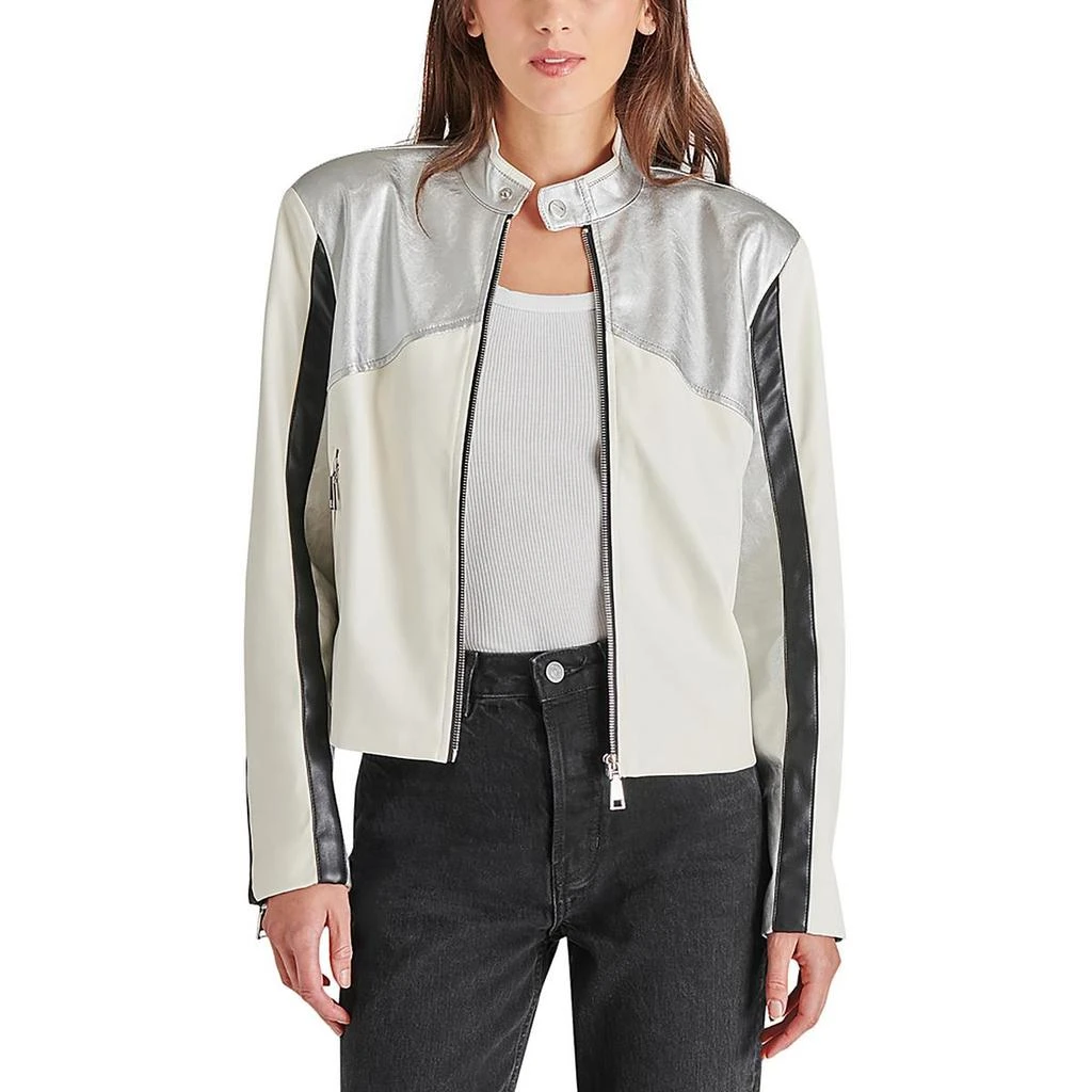 Steve Madden Helayna Womens Faux Leather Short Motorcycle Jacket 3