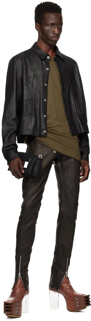 Rick Owens Black Porterville Tight Gary Leather Trousers 4
