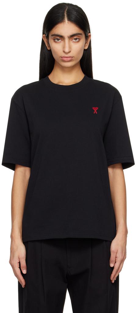 AMI Black Organic Cotton Ami de Coeur T-shirt - T-Shirts