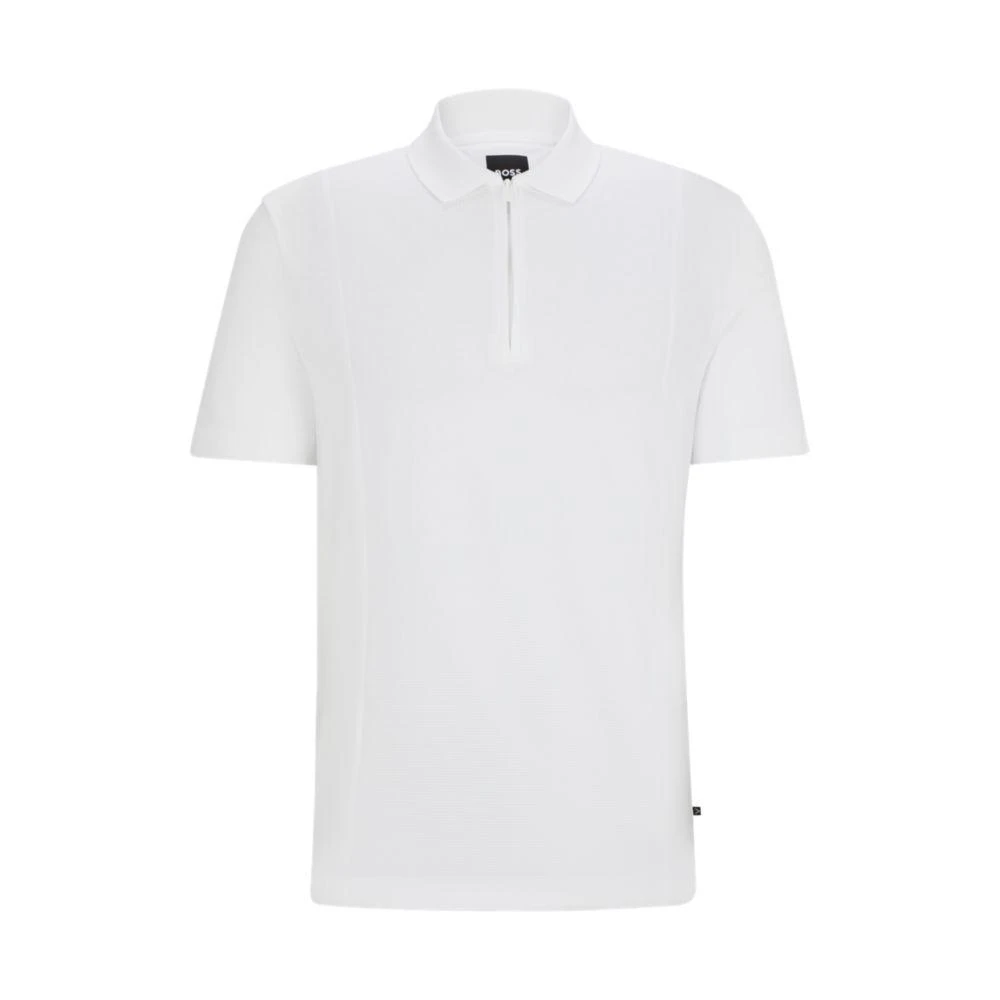 Hugo Boss Zip-neck polo shirt in stretch cotton 1