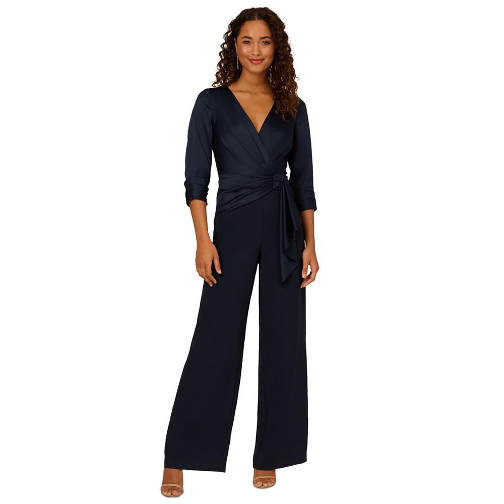 Adrianna Papell Women's Faux-Wrap Wide-Leg Jumpsuit