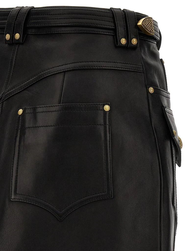 Balmain Balmain Western Leather A-Line Skirt 4