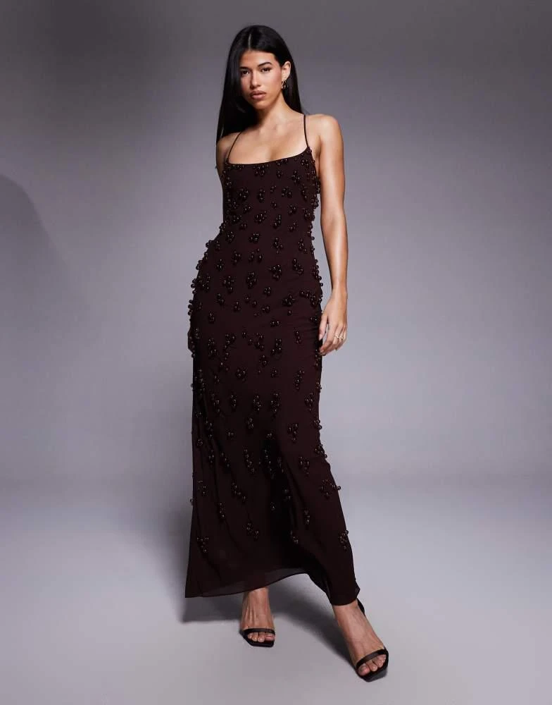 Mango Mango Capsule textured strappy maxi dress in chocolate - Dresses &  Skirts - Free Shipping - BeyondStyle