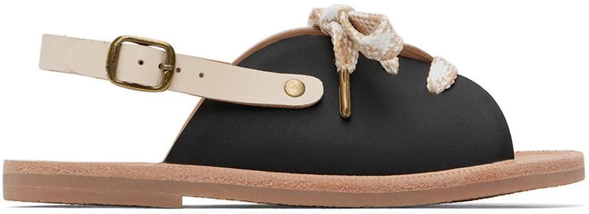 Misha & Puff Kids Black & White Lace-Up Sandals 1