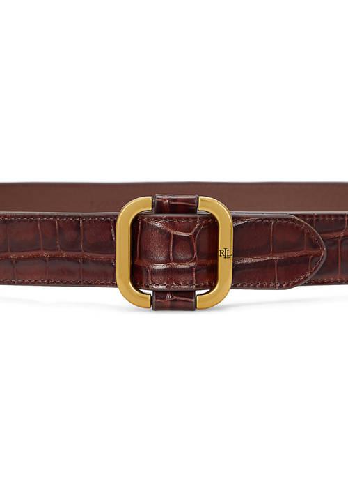 Ralph Lauren Ralph Lauren Slide Buckle Crocodile Embossed Leather Belt