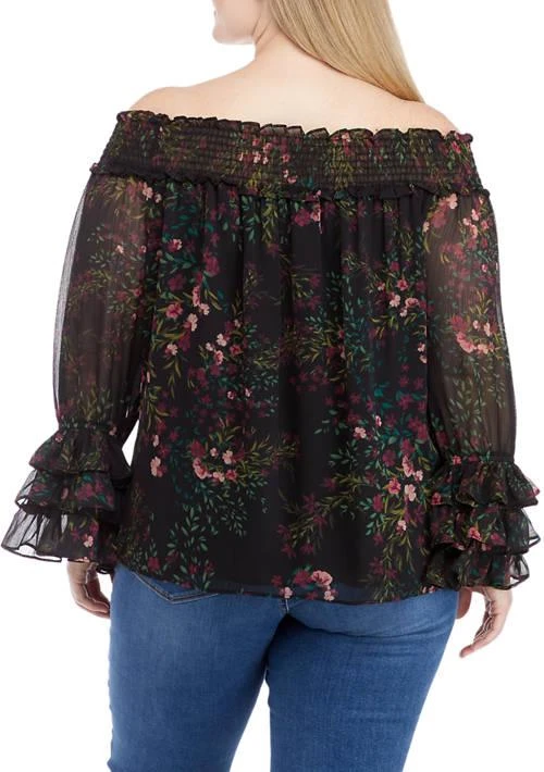 CeCe Plus Size Long Sleeve Off The Shoulder Top 2