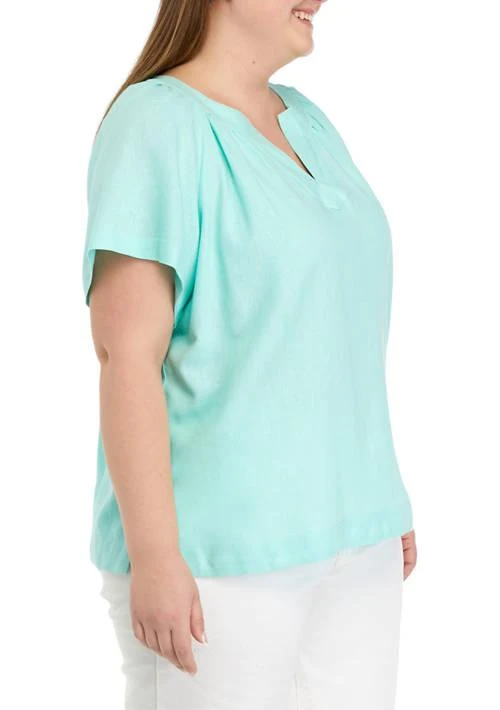 JONES NEW YORK Plus Size Short Sleeve Raglan Popover Blouse 3
