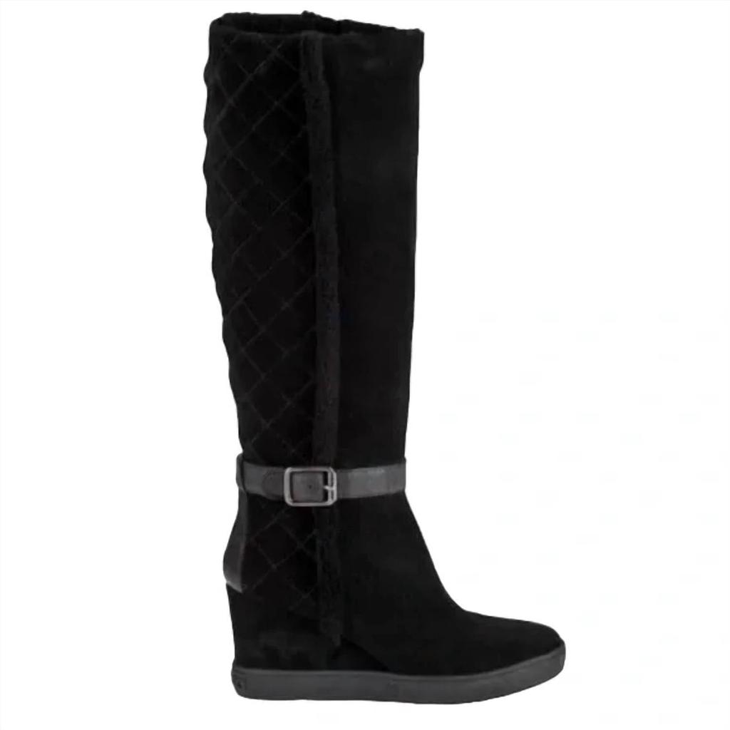Aquatalia Aquatalia - Suede Leather Quilted Weatherproof Wedge Boots