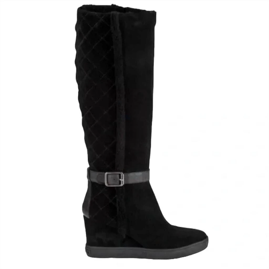 Aquatalia Aquatalia - Suede Leather Quilted Weatherproof Wedge Boots 2