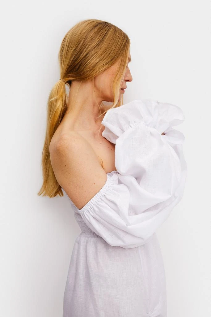 Shop Atlanta Linen Dress with Rose Detail in White on Sale at BeyondStyle   Get 50% Off Atlanta Linen Dress with Rose Detail in White with Limited-Time  Flash Deals, Exclusive Discounts, and