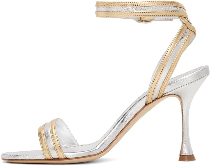 Manolo Blahnik Silver & Gold Chongasa Heeled Sandals 3