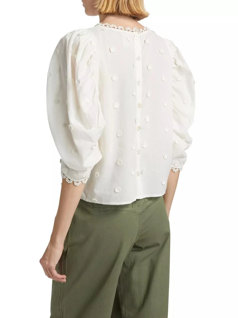 Farm Rio Puff-Sleeve 3D Flowers Blouse 5