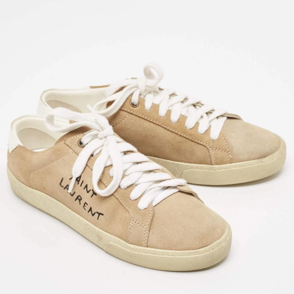 Yves Saint Laurent Saint Laurent Beige Suede Court Classic Lace Up Sneakers Size 37 4