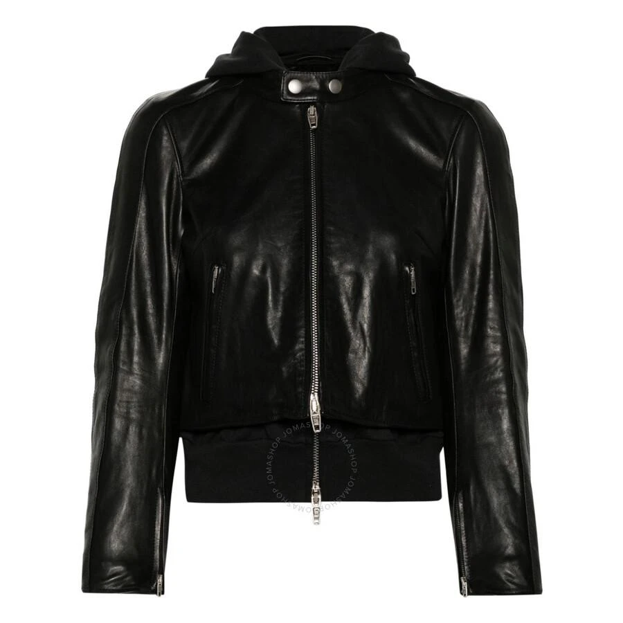 Balenciaga Balenciaga Ladies Black Layered-Detail Racer Leather Jacket, Brand Size 38 (US Size 4) 1