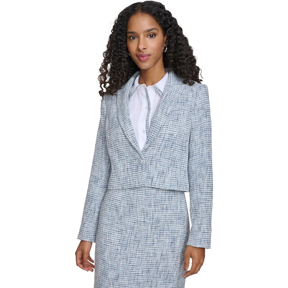 Calvin Klein Women's Peak-Lapel Single-Button Cropped Blazer