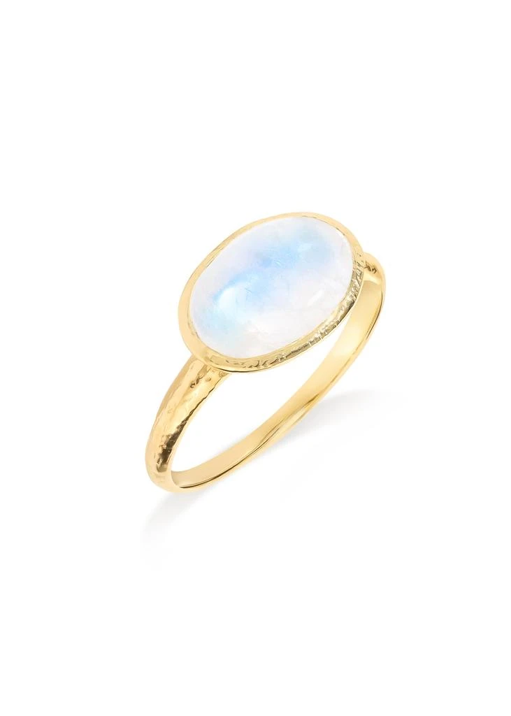 Tiramisu 14K Gold Plated Over 925 Sterling Silver Celestial Veil Moonstone Textured Ring 3