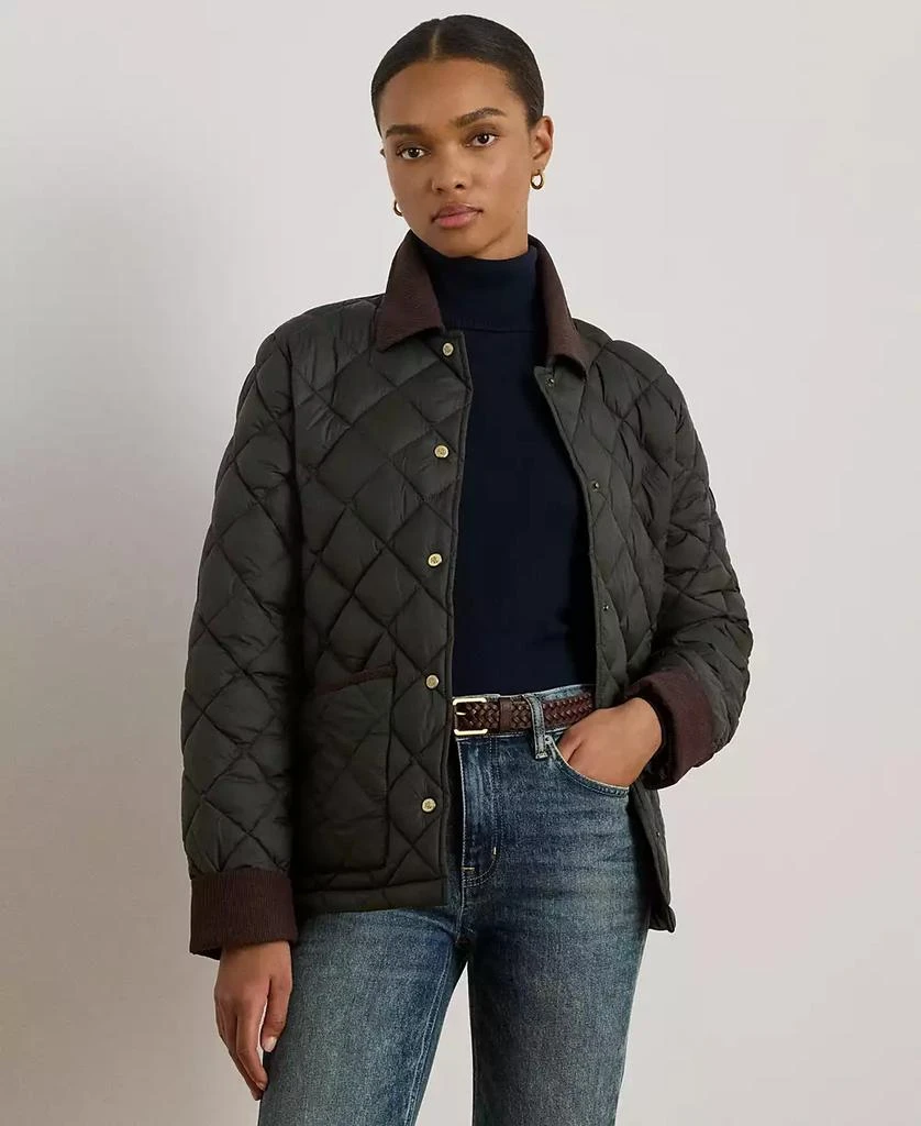 Ralph Lauren Women's Corduroy-Collar Diamond Quilted Jacket