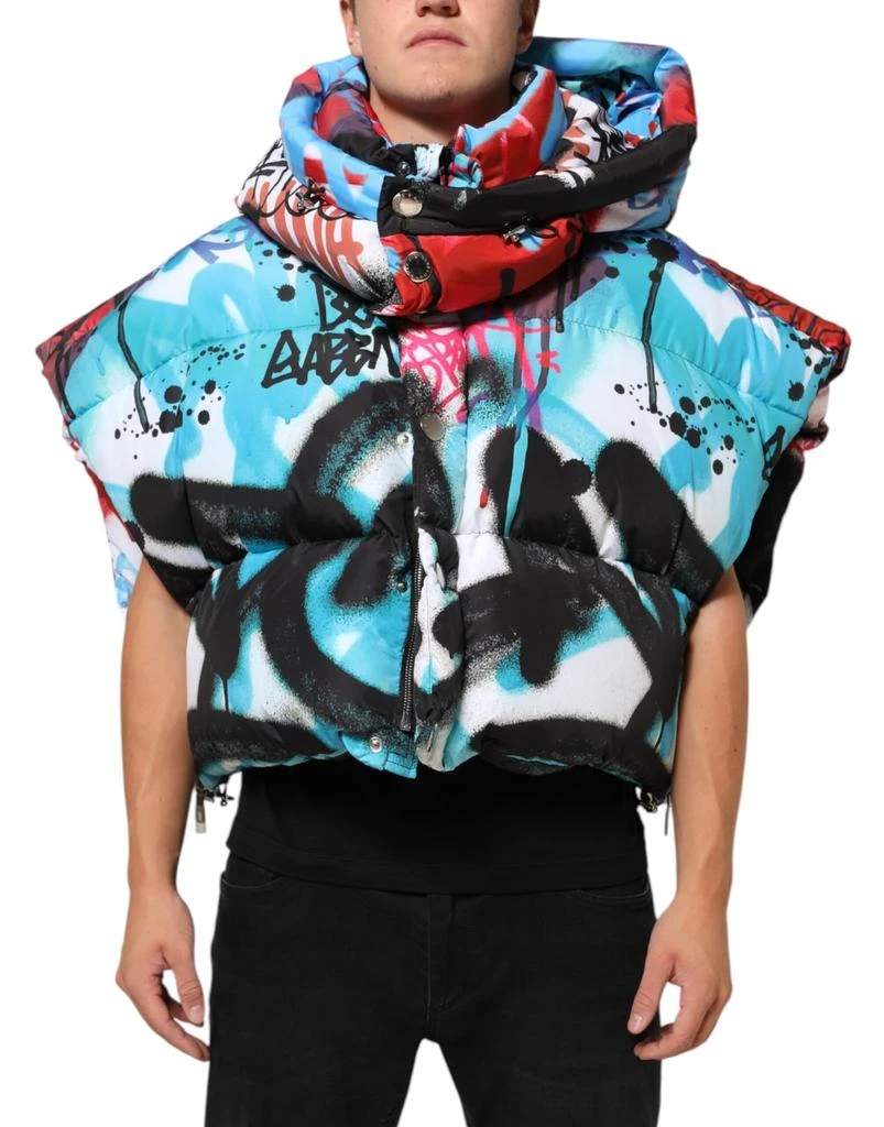 Dolce 
Gabbana Graffiti Hooded Sportswear Vest Men
s Jacket (Pre-Owned)
