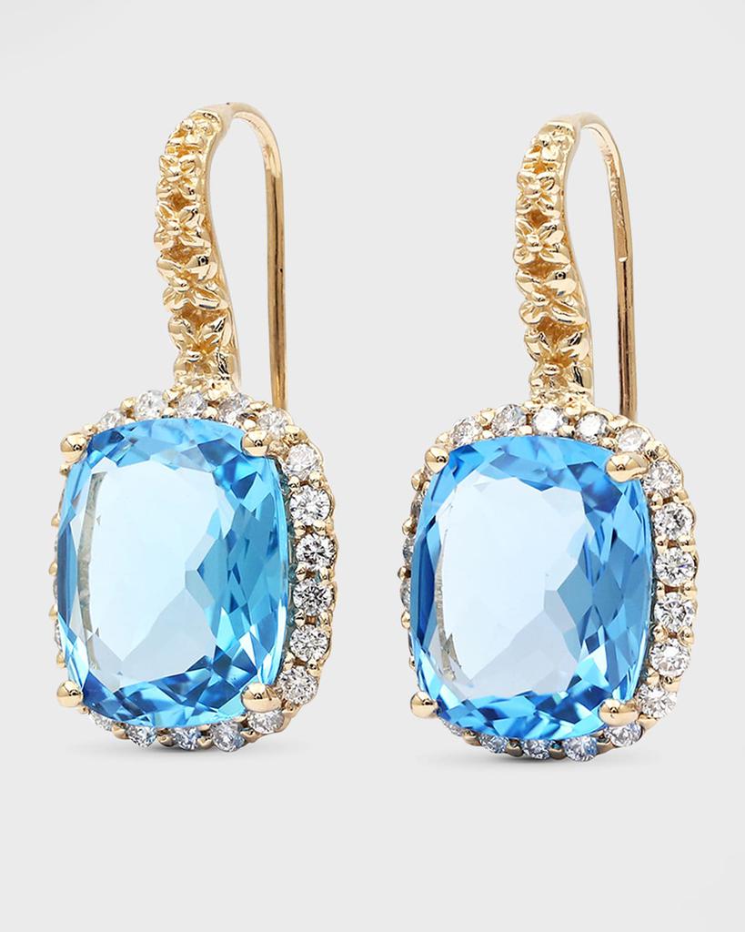Stephen Dweck Blue Topaz & Diamond 18K Gold Earrings