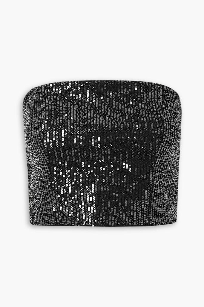 ROTATE Birger Christensen Emili strapless cropped sequined denim top