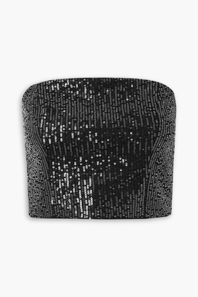 ROTATE Birger Christensen Emili strapless cropped sequined denim top 1
