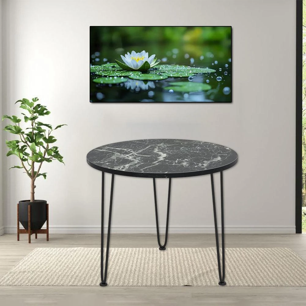 Hivvago Contemporary Round Center Table with Reinforced Thick Top and Durable Metal Tripod Legs 4