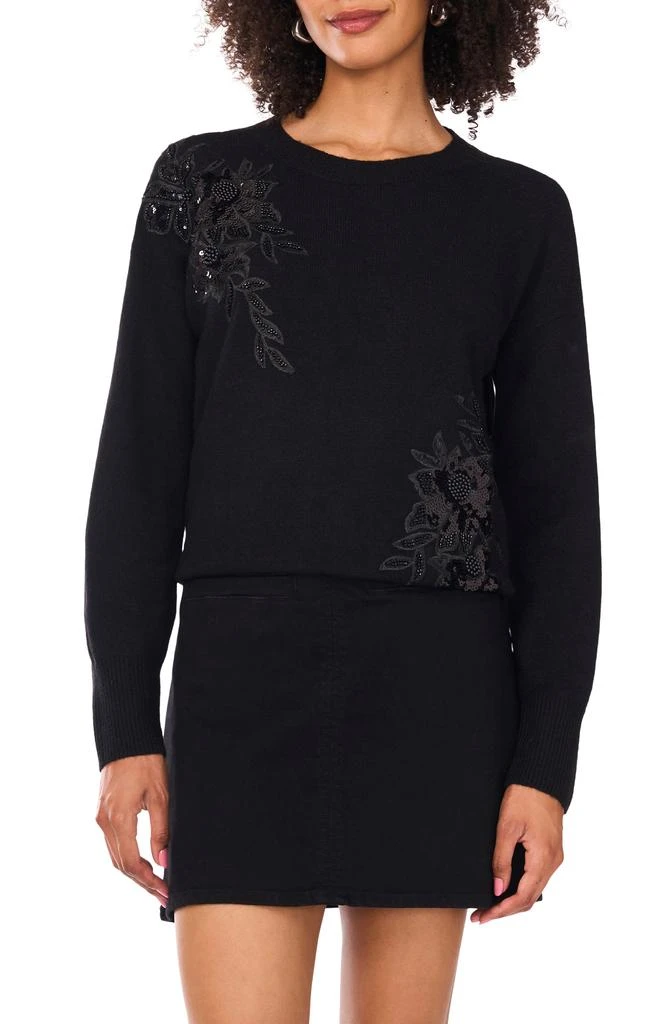 Vince Camuto Sequin Beaded Embroidery Detail Sweater