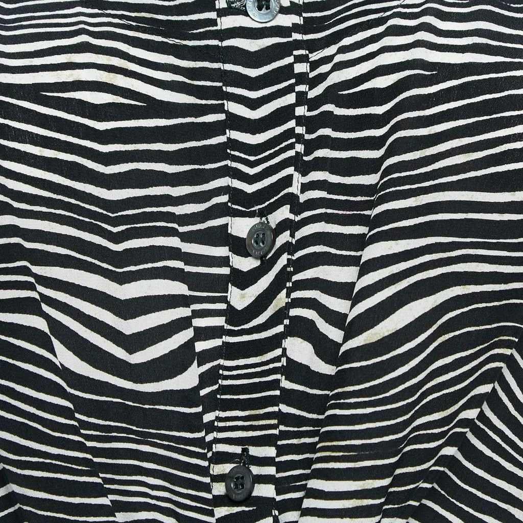 PIERRE BALMAIN Pierre Balmain Black/White Printed Silk Waist Tie-Up Detail Mini Dress M 3