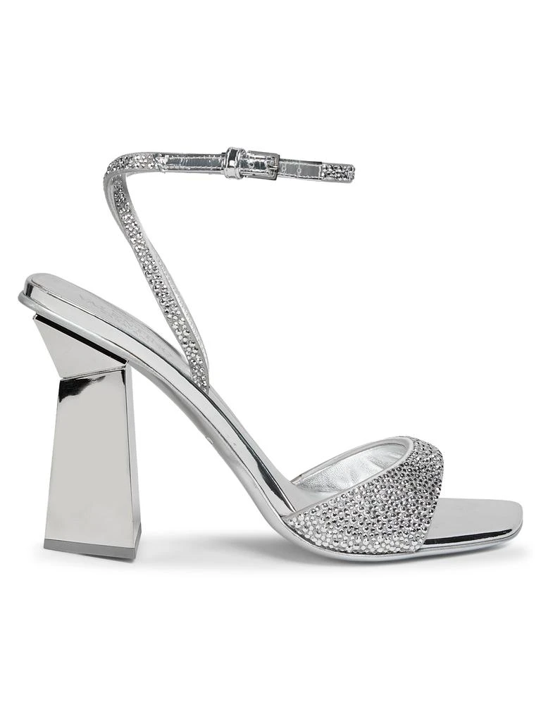 Valentino 101MM Rhinestone Leather Block Sandals 1