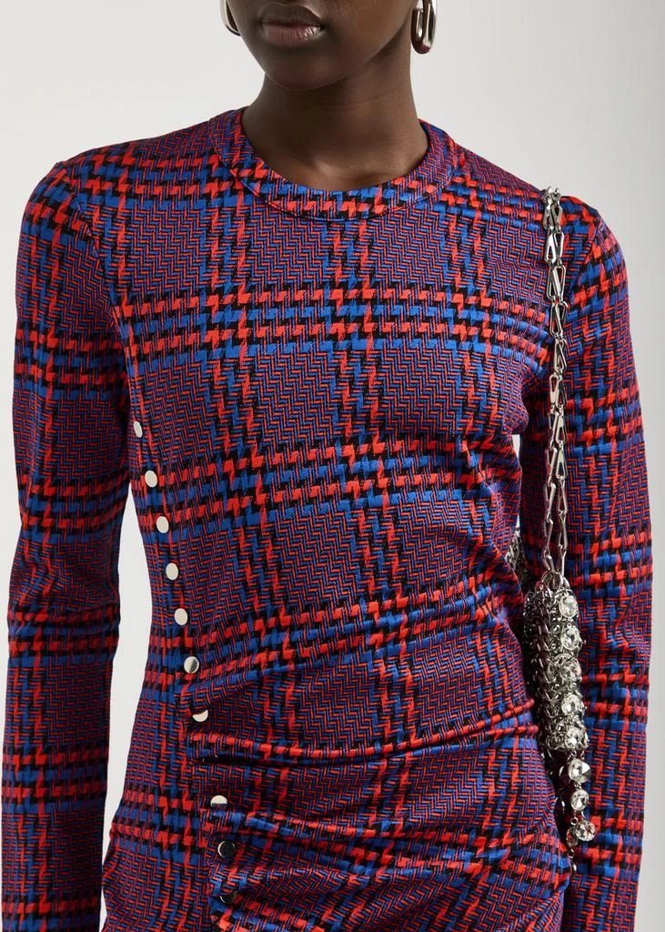 RABANNE Checked-intarsia knitted mini dress  5