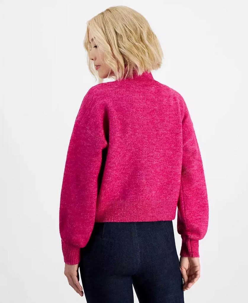 DKNY Women's Petite Mock Neck Boxy Cropped Sweater 2