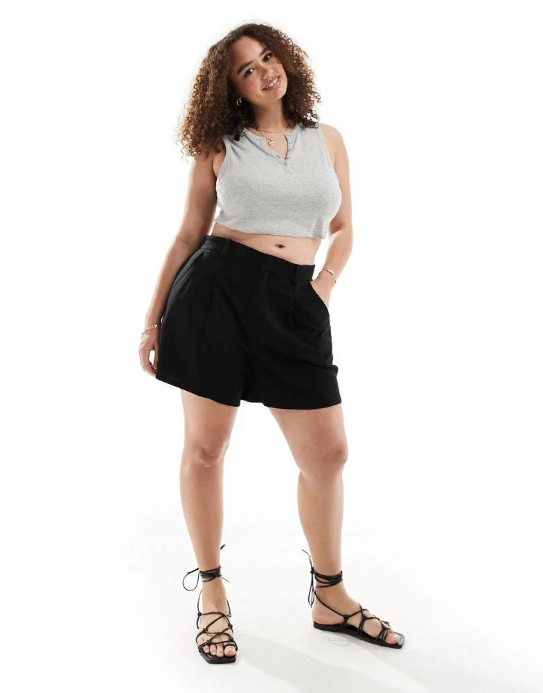ASOS ASOS DESIGN Curve dad short with linen in black 5