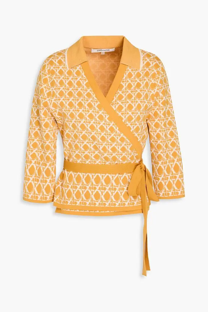 Diane von Furstenberg Meara jacquard-knit wrap cardigan