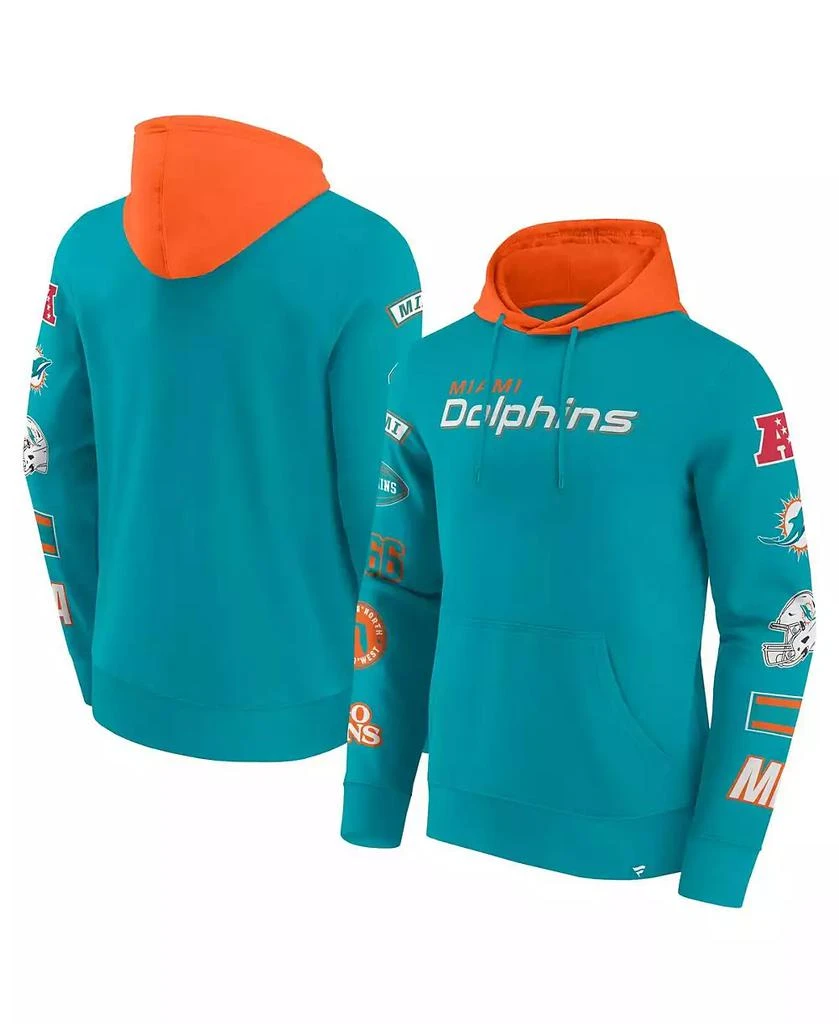 Fanatics Men's Aqua/Orange Miami Dolphins Patched Out Pullover Hoodie 1