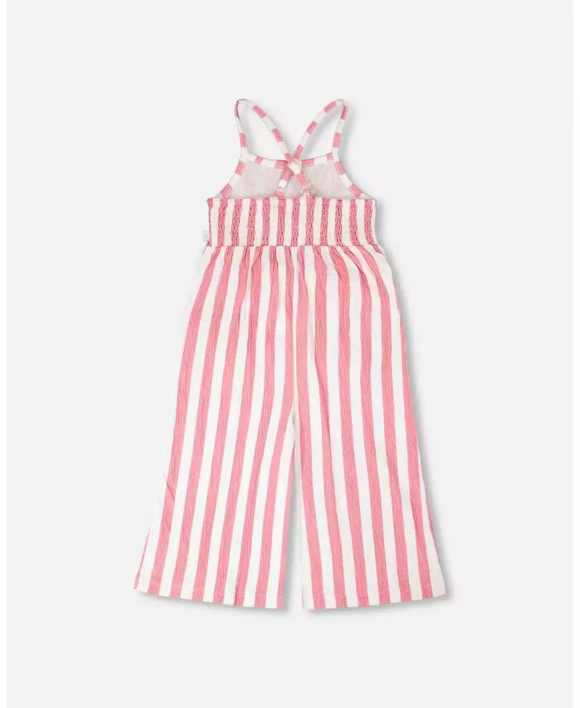 Deux par Deux Toddler Girls Crinkle Jersey Striped Jumpsuit 6