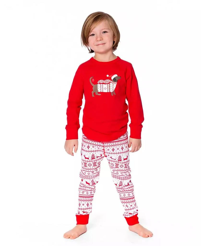 Deux par Deux Baby Unisex Cotton Two-Piece Pajama Set Red and White Fairisle - Baby 2