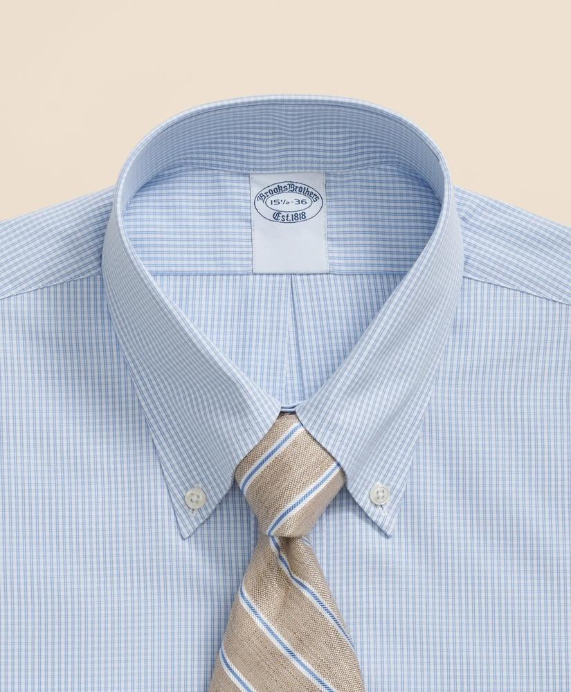 Brooks Brothers Pure Supima® Cotton Regular-Finish Polo Button Down Collar, Micro Windowpane Dress Shirt