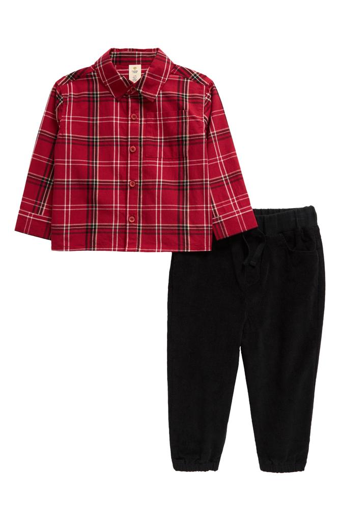 Tucker + Tate Plaid Button-Up Shirt & Corduroy Joggers Set