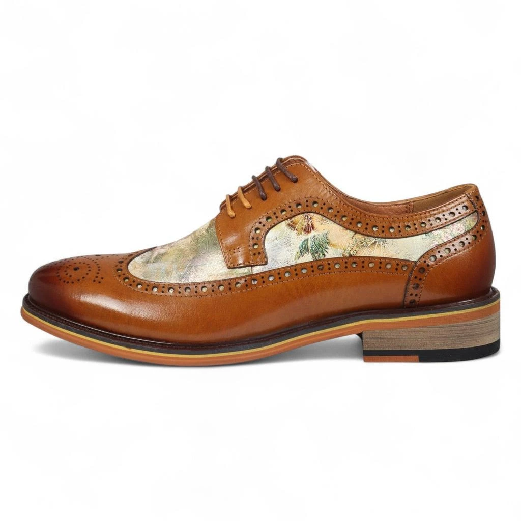 Justin Reess Heren Bruine Leren Iconic Print Brogue Dress Schoenen - Scott 4