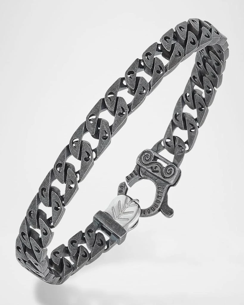 Marco Dal Maso Men
s Flaming Tongue Oxidized Sterling Silver Black Diamond Link Bracelet 2