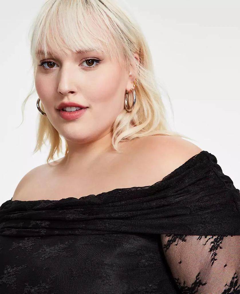 Bar III Trendy Plus Size Lace Off-The-Shoulder Top, Created for Macy's 3