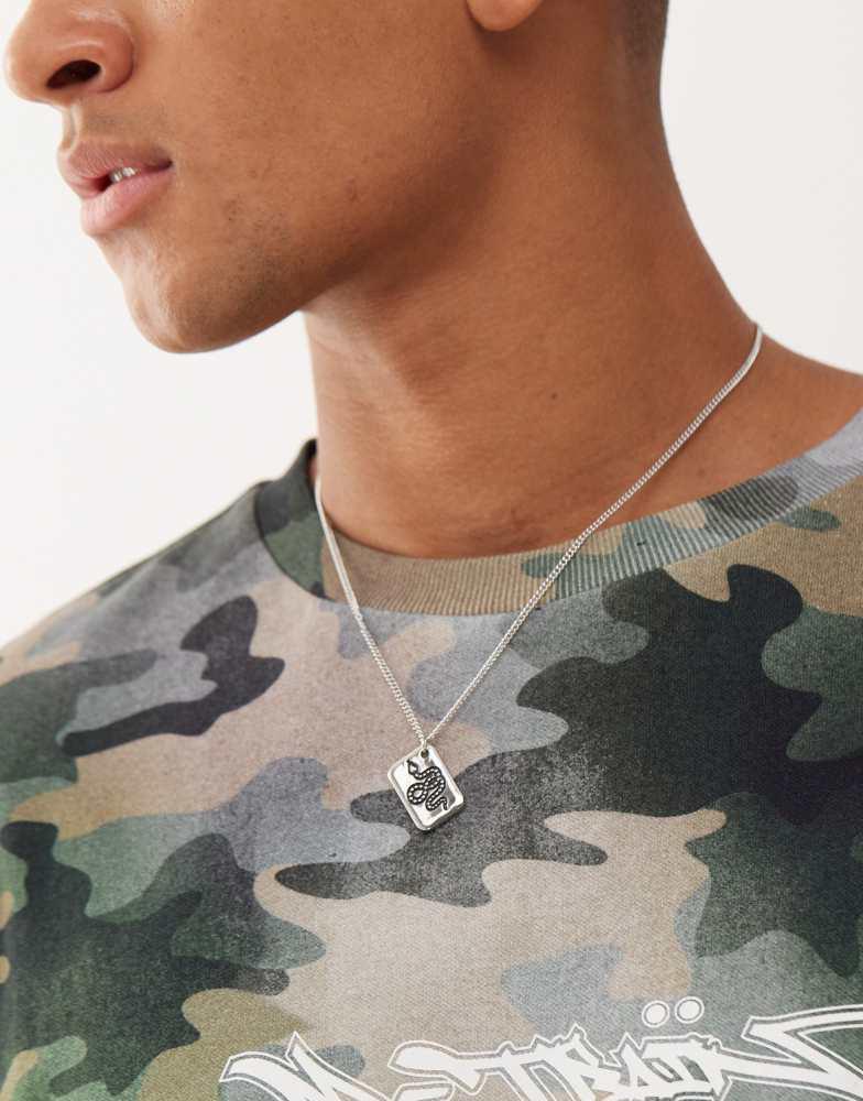 CLASSICS 77 Classics 77 chain necklace with snake tag pendant in silver