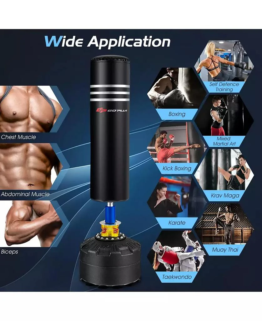 Slickblue 70 Inch Freestanding Punching Boxing Bag with 12 Suction Cup Base 10